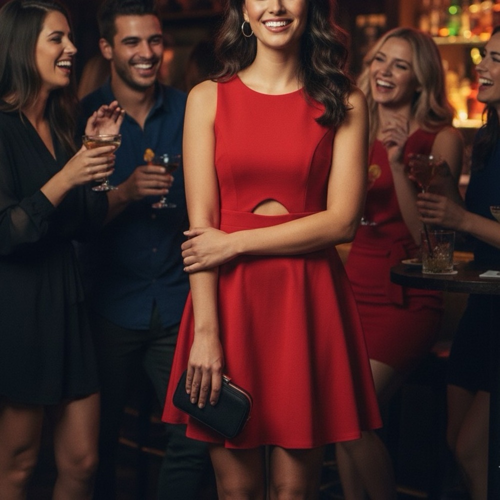 Francesca's Cutout Red Skater Dress